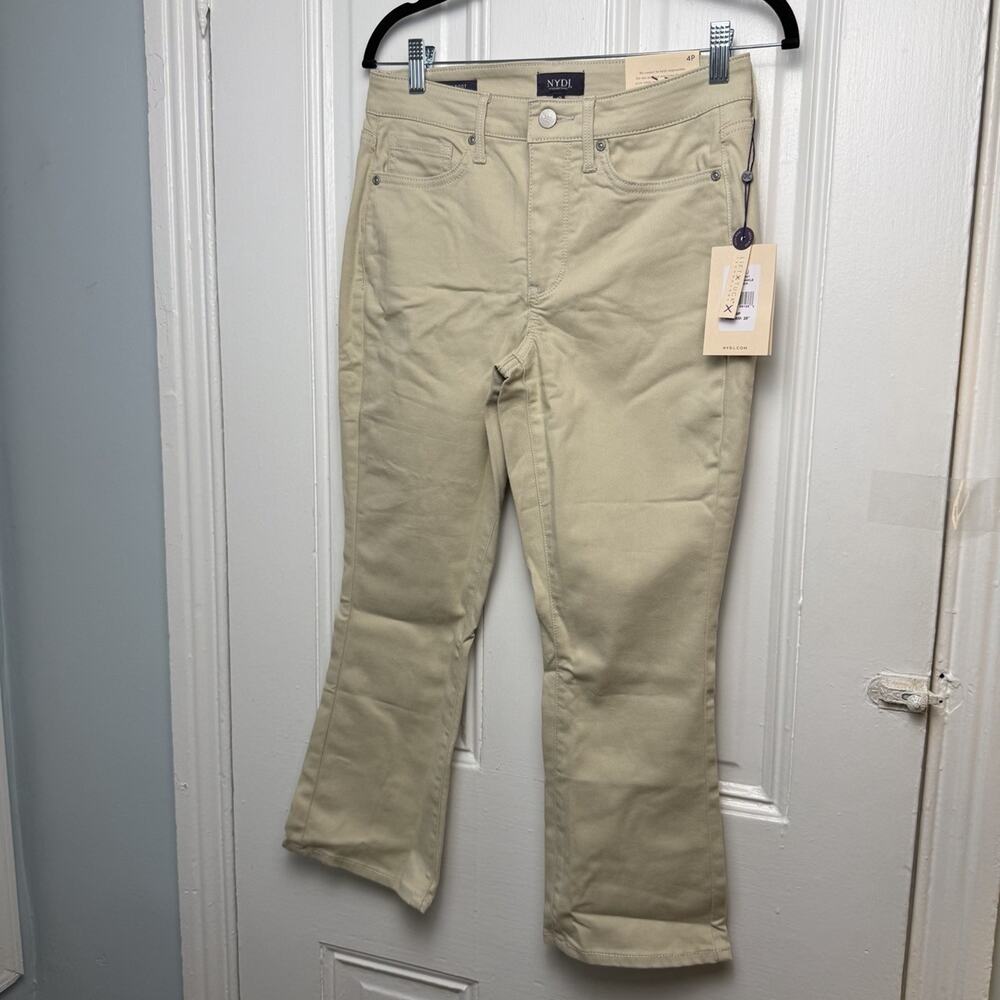 NYDJ Womens Billie Ankle Jeans Cool Embrace Tan Cream Mini Boot Size 4P New